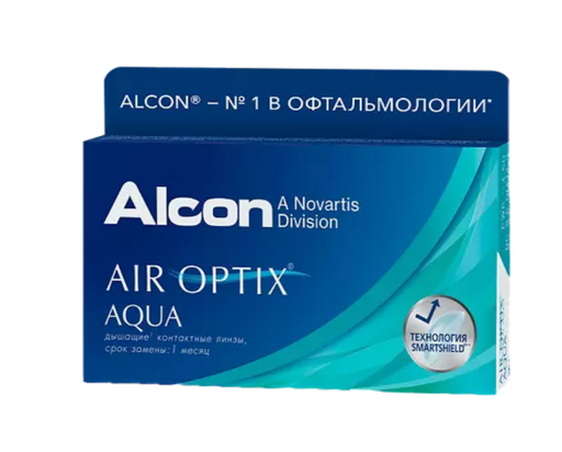 Alcon Air Optix aqua контактные линзы плановой замены, BC=8.6 d=14.2, D(-2.50), 6 шт.