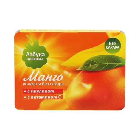 Азбука Здоровья Конфеты фруктовая мякоть манго, без сахара, 12 г, 1 шт.